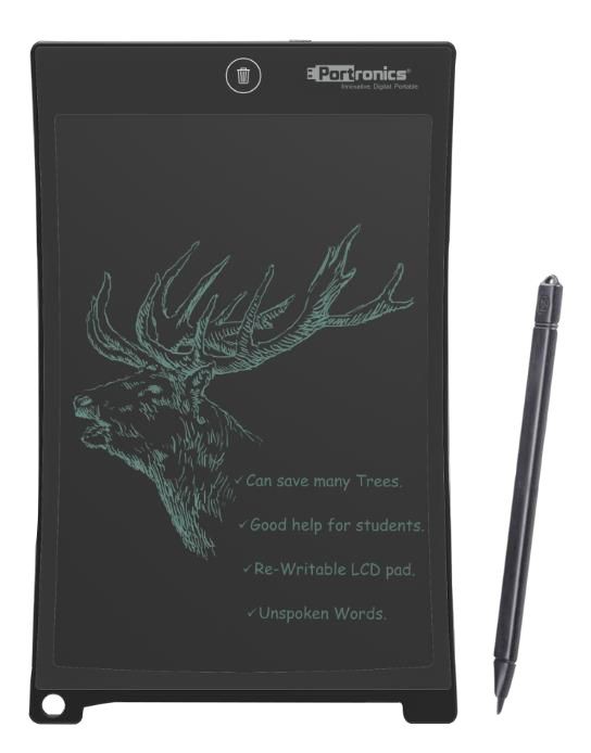 Portronics Ruffpad 10 Plus Re-Writeable LCD Writing Pad with Content Safety Button  (Black)